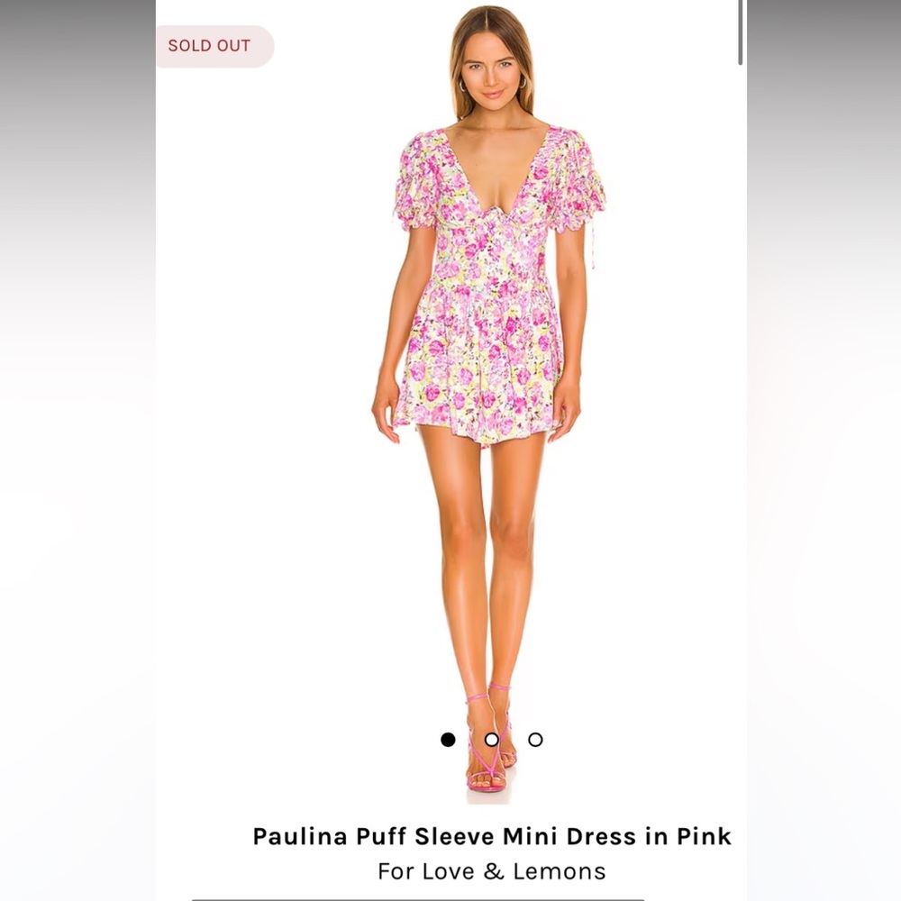 NWT Sold out on Revole | For love & lemons “Paulina Puff Sleeve” mini sun dress